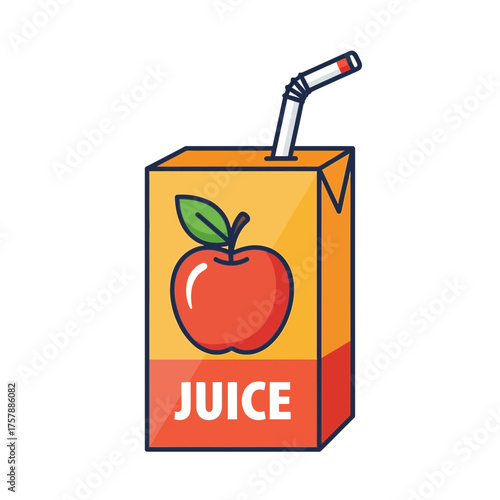 Apple juice carton illustration for healthy refreshment and beverage concepts