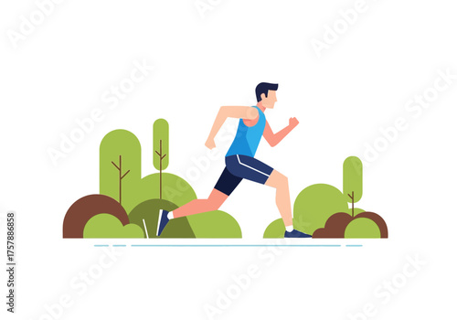 Man running outdoors sport fitness exercise activity