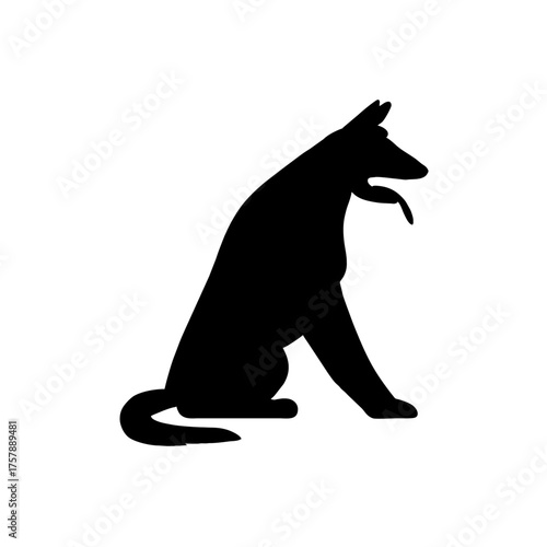 Black and white vector illustration of a wild wolf and cat silhouette icons, perfect for animal or pet wildlife drawing designs