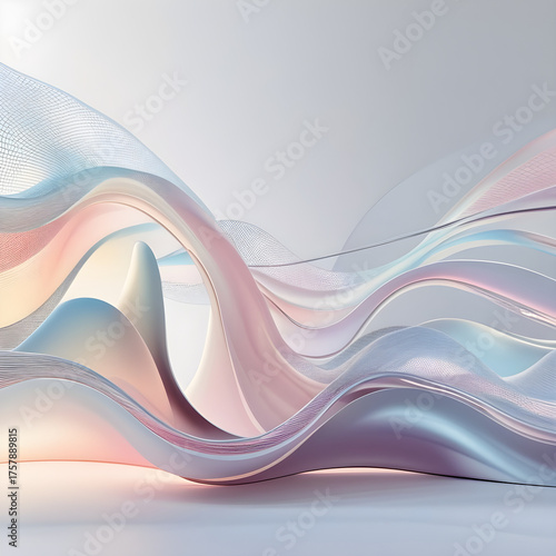 Abstract Soft Flowing Fabric in Pastel Colors with Gold Lines