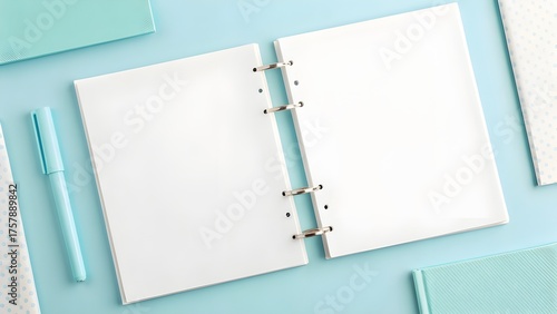 Wallpaper Mural Plain White Binder Tabs on Pastel Blue Background – Clean Minimal Stationery Mockup for Office Organization, Branding Design, Divider Template, and Professional Product Presentation Torontodigital.ca
