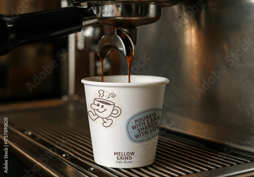 Coffee Cup Mockup On Espresso Machine With Generative AI