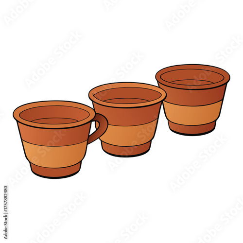 Handcrafted clay cups with earthy tones and natural textures bring a rustic charm. Their smooth, solid form keeps drinks warm while showcasing traditional artisanal beauty.
