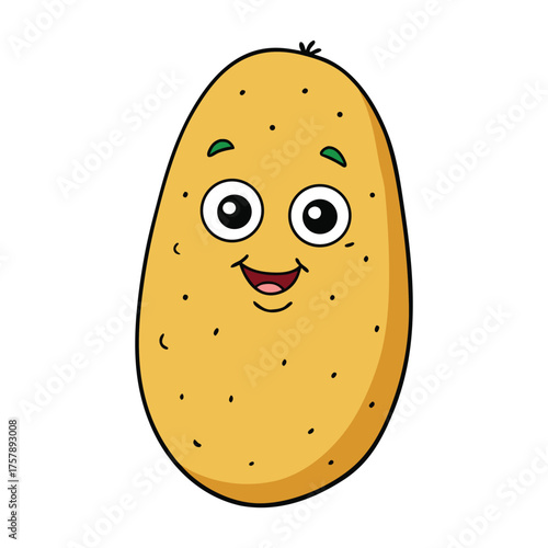 A plump potato with smooth skin and earthy texture, perfect for coloring. Its rounded shape and subtle eyes make it fun to shade and bring to life with creativity.
