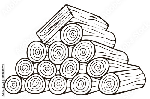 Pile of Wood Logs Stacked Illustration Firewood for Winter Graphic Element