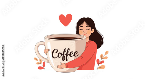 A person hugs a large cup of coffee with love.