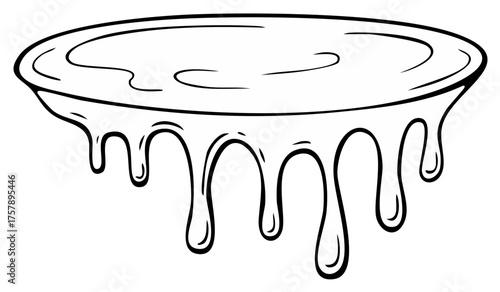 Hand drawn dripping liquid substance with rounded edges and flowing drips