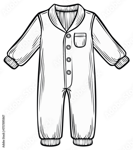 One-Piece Pajama Illustration Infant Apparel Outline Sleepwear Baby Clothes Jumpsuit Graphic Artwork