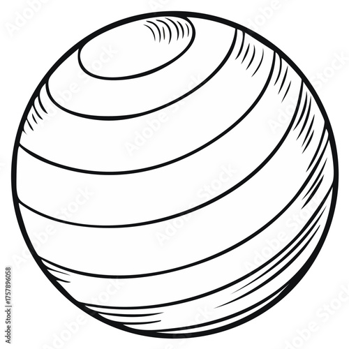 Sketch of a spherical object with textured lines