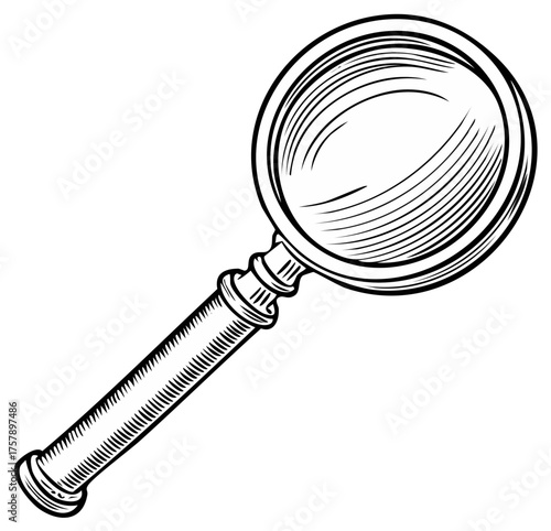 Illustration of a Magnifying Glass with Vintage Design Details for Visual Accent and Searches