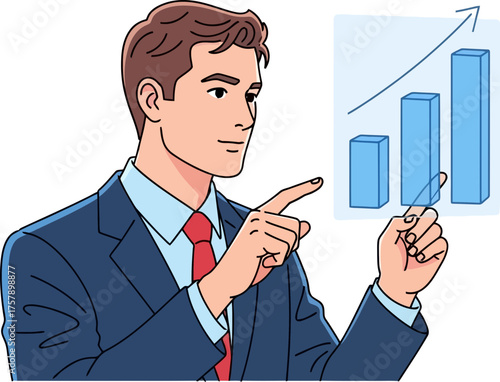 future focused executive explains upward trajectories, inspiring confident progress