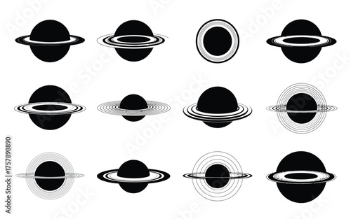 Vector art of collection of black hole vector icons