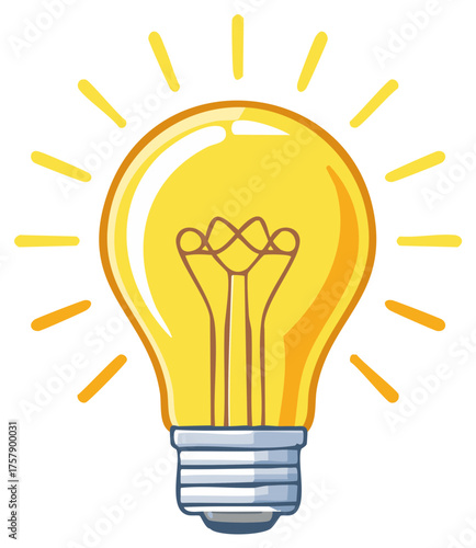 Glowing Lightbulb Cartoon Illustration Idea Concept Brainstorming Creative Solution
