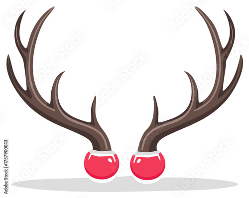 Christmas Reindeer Antlers with Red Nose Decoration for Festive Holidays
