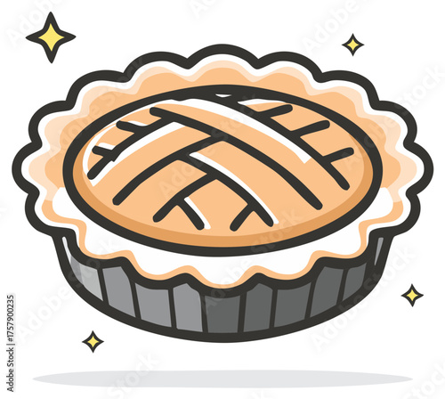 Homemade Pie with Lattice Crust in Pie Dish Sweet Baked Dessert Treat Icon