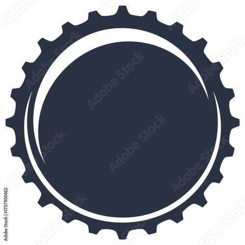 Minimalist vector illustration of a dark gray bottle cap or gear cog icon