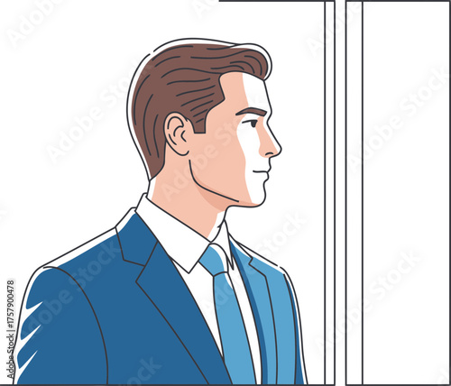 executive surveys horizon, charting future pathways with calm, strategic foresight