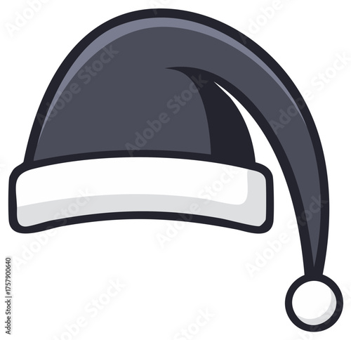 Dark Grey Jester Hat with White Trim and Pom Pom Icon