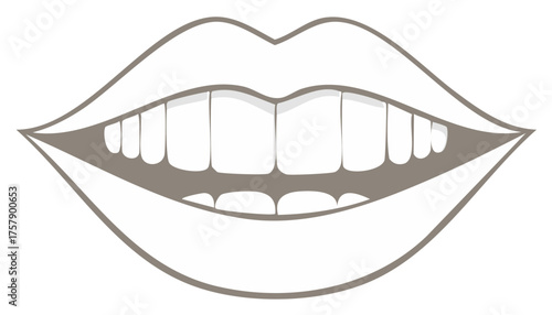 Graphic Illustration of Open Lips and Teeth in a Simple Line Art Style