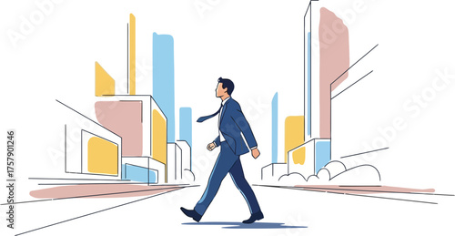 urban stride confident professional navigates dynamic city streets with purpose