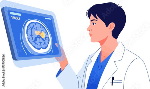 expert medical professional interprets digital brain scan for critical stroke insights