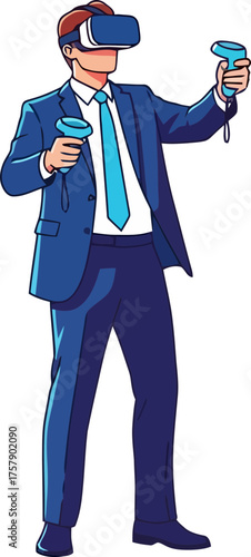 corporate visionary navigating digital frontiers with immersive virtual reality engagement