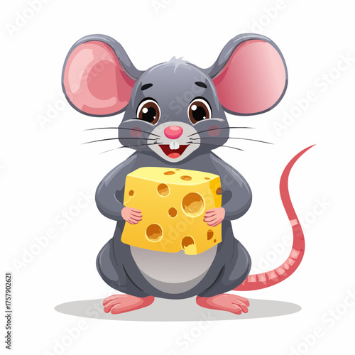 Lustige Maus mit einem Käse