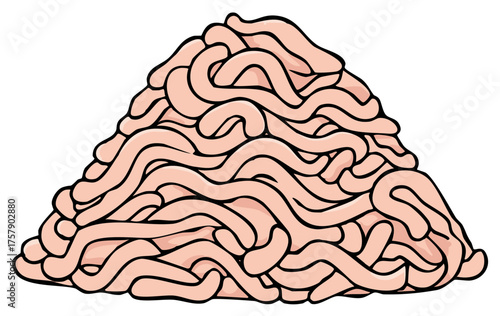 Pile of Ground Meat Cartoon Illustration Food Preparation Ingredient Isolated