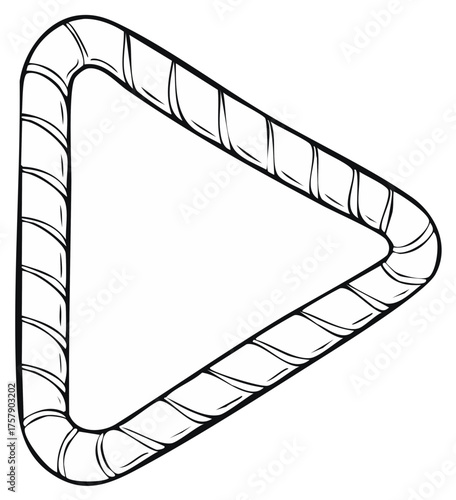 Triangle shape made of rebar with a play button outline