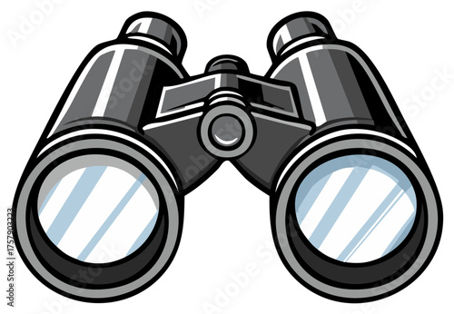 Vector illustration of a binocular, with lenses, for search and view concept