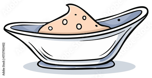 Cartoon Gravy Boat Filled with Creamy Sauce and Bubbles
