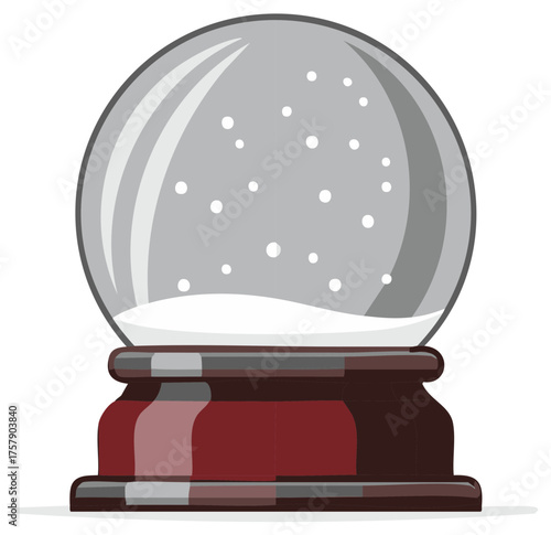 Cartoon Style Snow Globe with Falling Snowflakes, Winter Holiday Vector Illustration