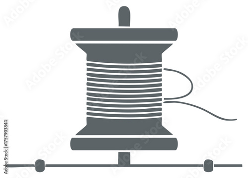 Thread Spool Icon Style Illustration Fiber Crafts Sewing Needlework Tailoring Fashion