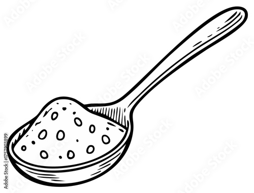 Spoonful of granulated powder substance, single object food ingredient culinary preparation