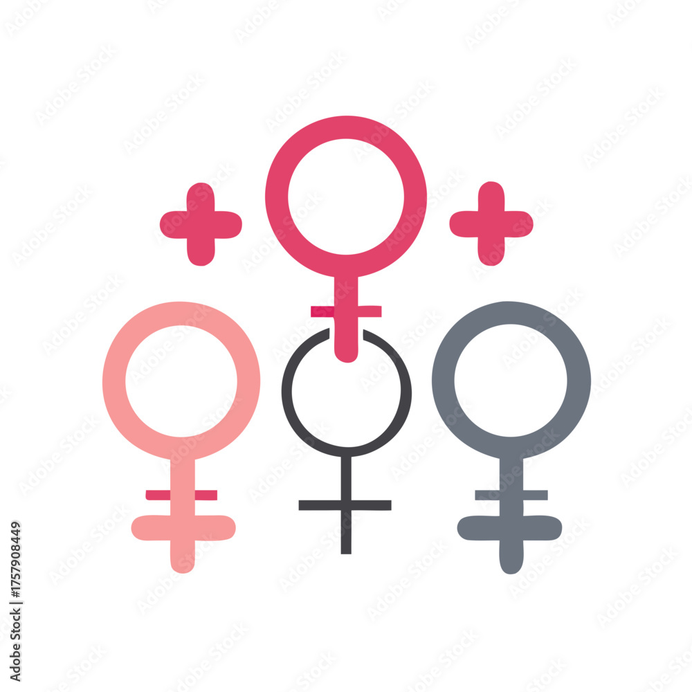 Obraz premium Women symbols illustrated in 2D form a captivating set on white. 
