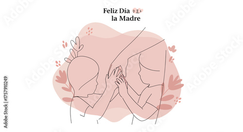 Mother and Child Holding Hands Illustration for Mother's Day