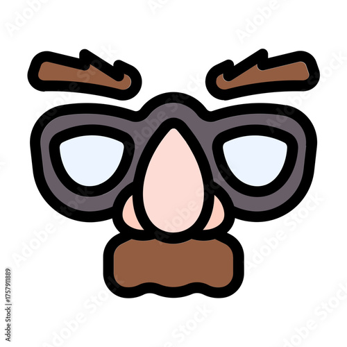 old man mask icon with flat icon style