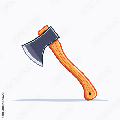 A cartoon illustration of an axe with a wooden handle and a dark gray blade. It's set against a white background.