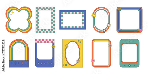 Billede på lærred Retro photo frame illustration for aesthetic and playful design