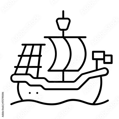 santa maria ship icon with thin style