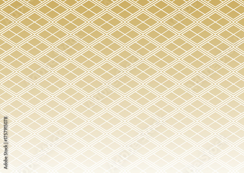 金色のグラデーション和柄背景（菱）