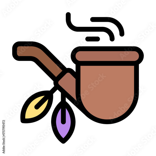 tobacco pipe icon with flat line style