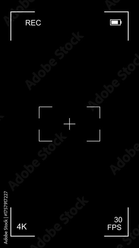 Recording video overlay with vertical mode for phone video recording screen. Footage 4k