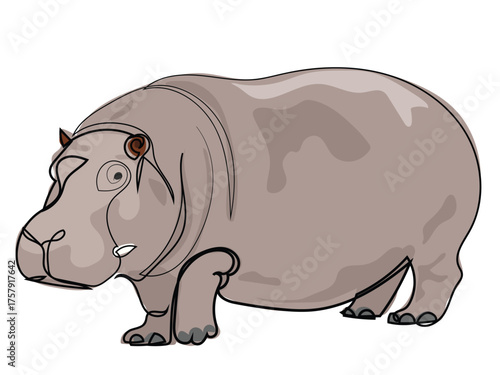 Hippopotamus in continuous line drawing style