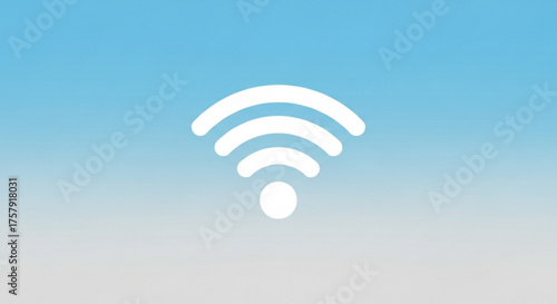 White wifi icon on a blue gradient background representing wireless internet connectivity and modern technology for communication and data transfer