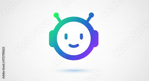 Illustration of a robot head with a smile perfect for technology, artificial intelligence, or any futuristic concept