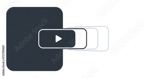 A minimalist icon of a video player with a play button, , representing multimedia and digital content in a simple design