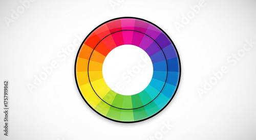Colorful color wheel, showcasing a spectrum of hues and shades, perfect for design and artistic concepts
