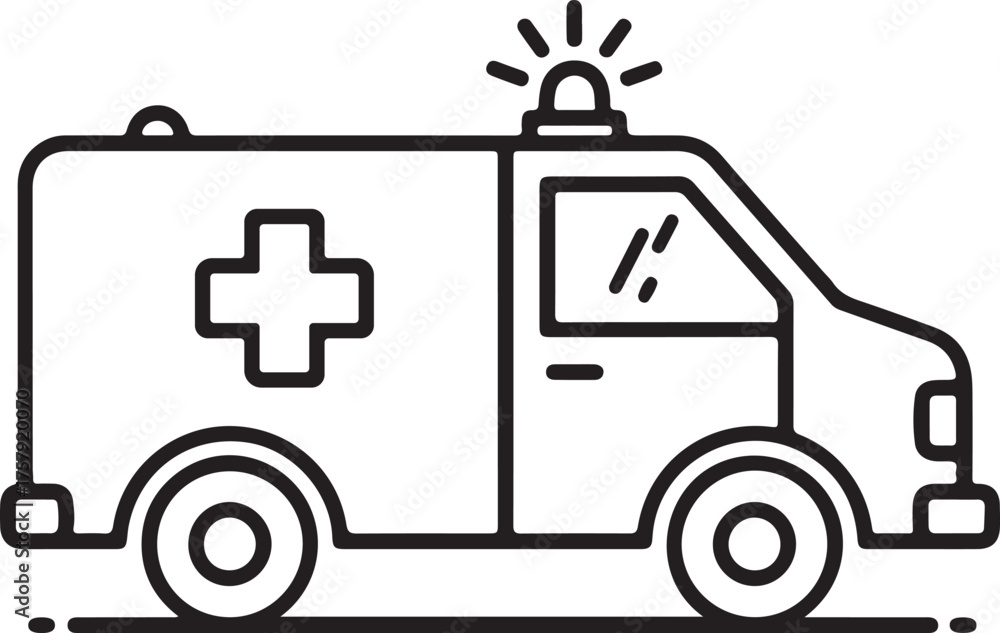 Fototapeta premium Ambulance car with cross symbol isolated on white background, vector illustration