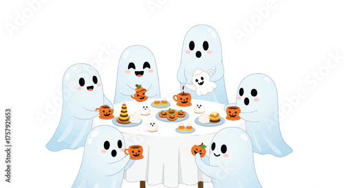 Adorable Ghostly Gathering Halloween Feast with Spooky Treats and Festive Fun